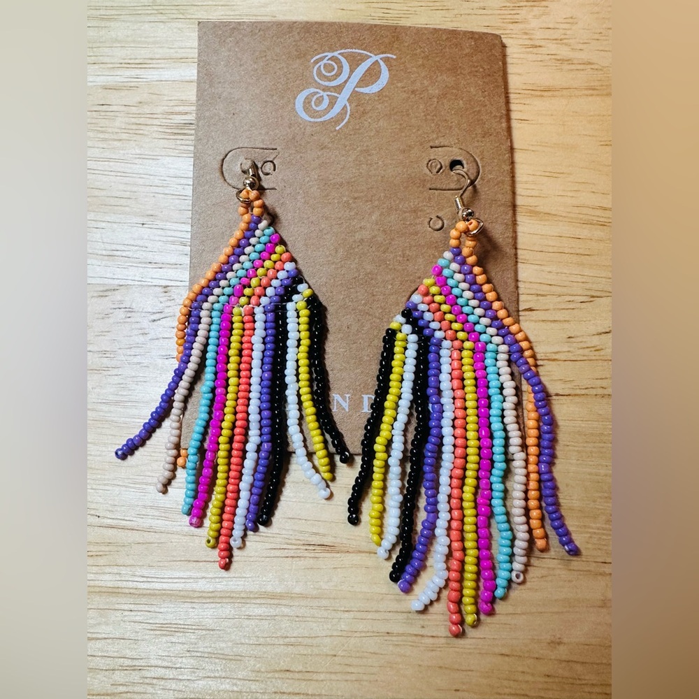 Colorful Beaded Fringe Earrings